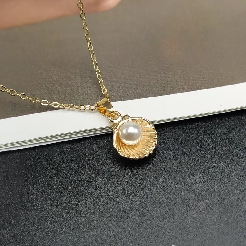 Trendy Summer Shell Imitation Pearl Pendant Necklace for Women - Image 8