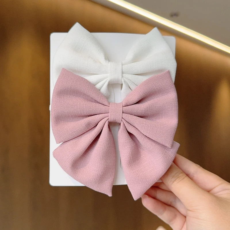2PCS Solid Color Grosgrain Ribbon Hair Bows for Girls - Image 15