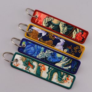 Van Gogh Embroidery Key Fobs – Artistic Keychain Accessories for Vehicles