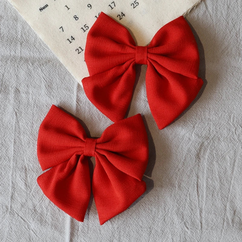 2PCS Solid Color Grosgrain Ribbon Hair Bows for Girls - Image 25