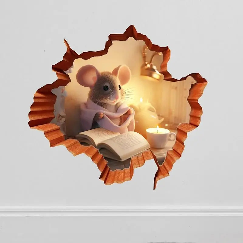 M735 Cute Mouse Hole Wall Sticker – Whimsical Decor for Any Room - Image 4
