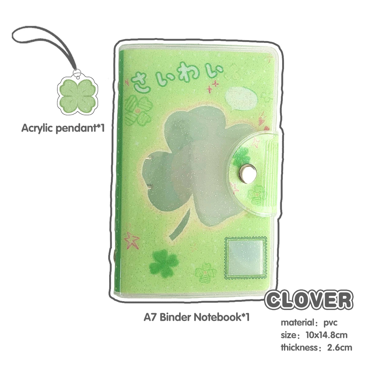 WAKAWAKA A7 Binder – Four-Leaf Clover & Girl Glitter - Image 9