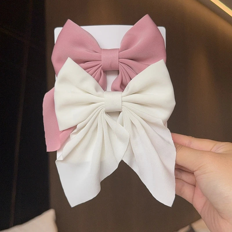 2PCS Solid Color Grosgrain Ribbon Hair Bows for Girls - Image 13