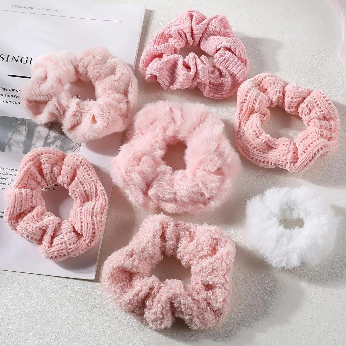 7/21 Pcs Women Hair Scrunchies Set – Plush Solid Hair Bands - Image 5