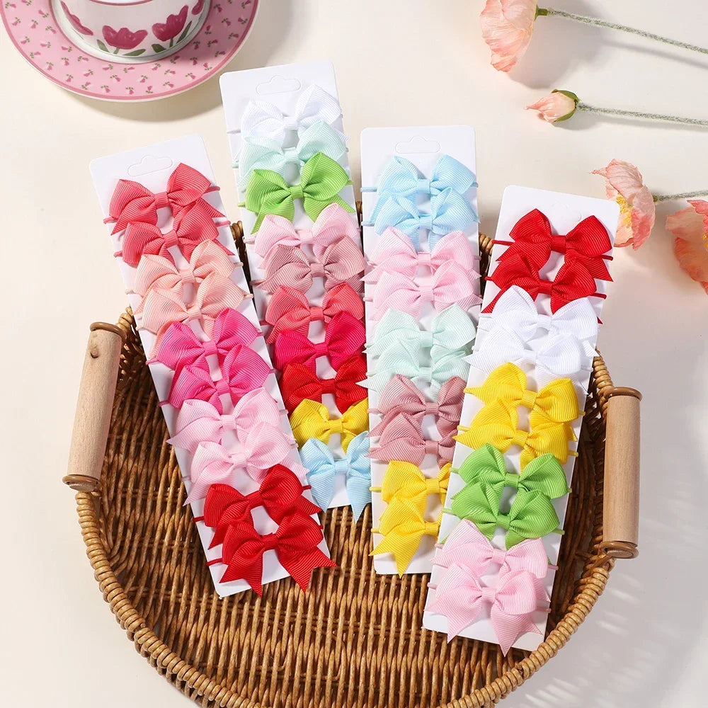 10Pcs Elastic Hair Ties with Ribbon Bows – Baby & Kids Gift Accessories - Image 3