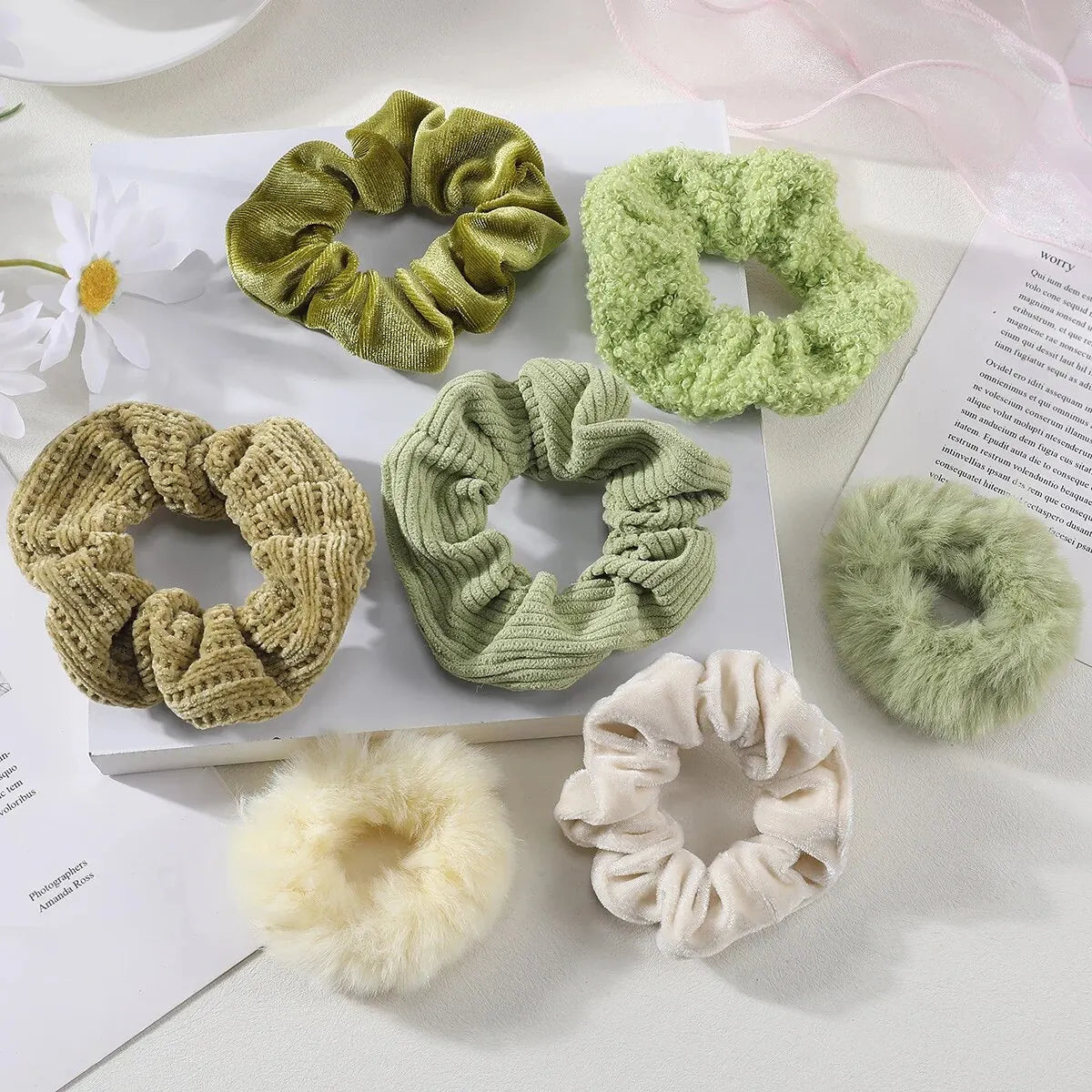 7/21 Pcs Women Hair Scrunchies Set – Plush Solid Hair Bands - Image 8