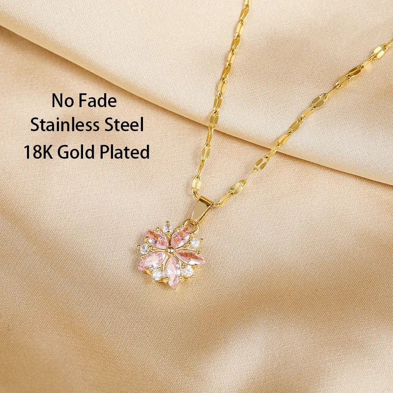 Romantic Pink Sakura Pendant Necklace - Image 2