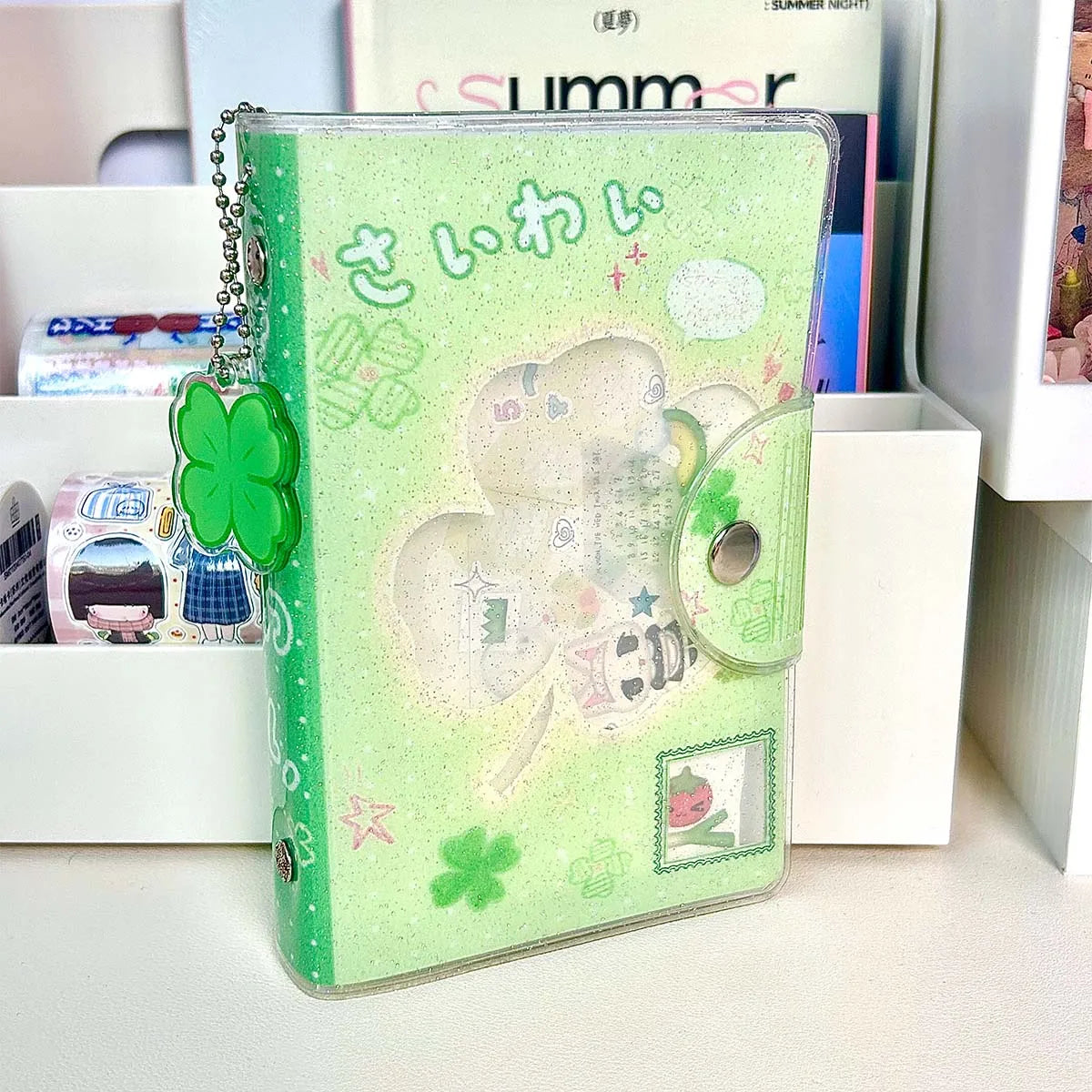 WAKAWAKA A7 Binder – Four-Leaf Clover & Girl Glitter - Image 6