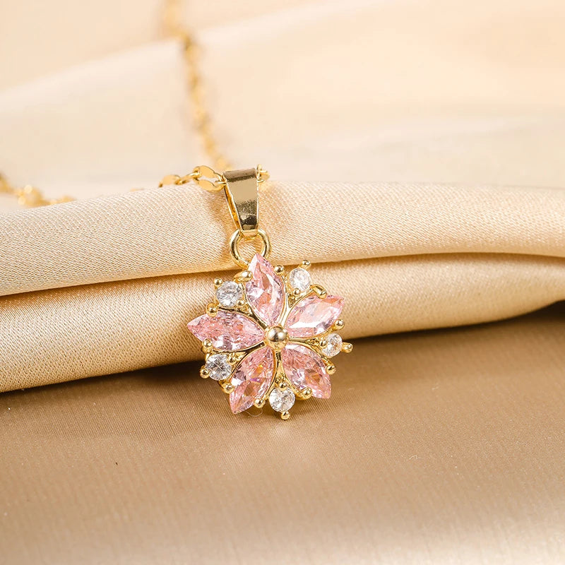 Romantic Pink Sakura Pendant Necklace - Image 5