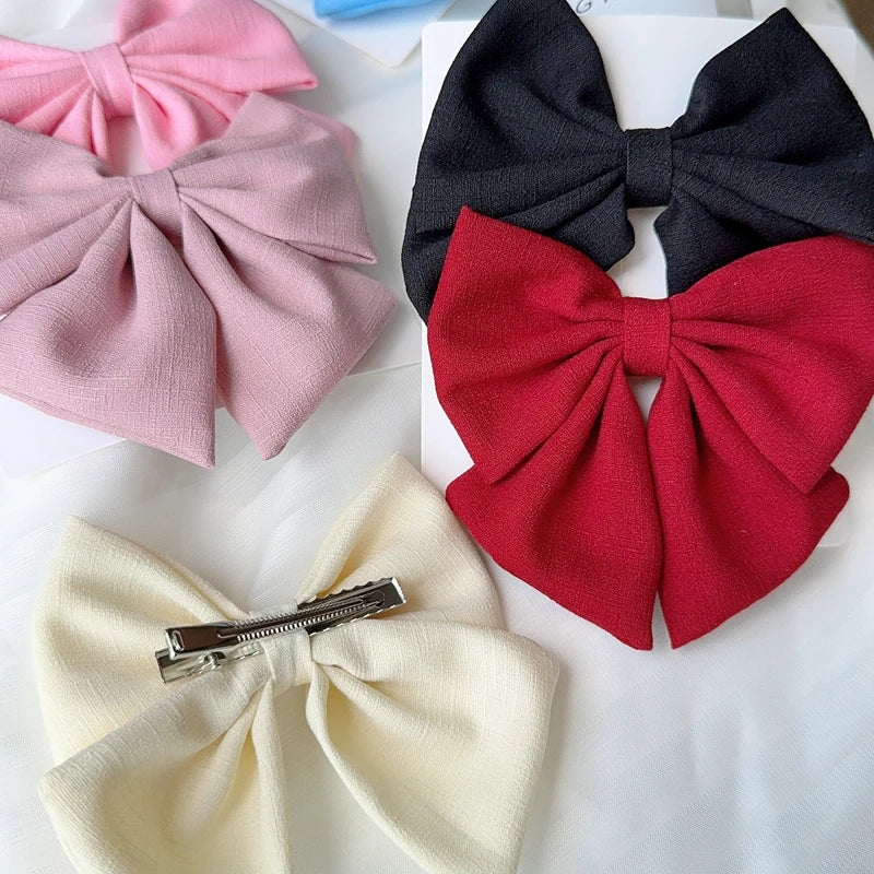2PCS Solid Color Grosgrain Ribbon Hair Bows for Girls - Image 2