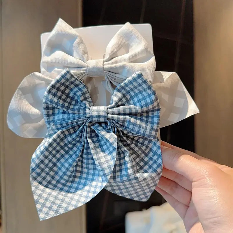 2PCS Solid Color Grosgrain Ribbon Hair Bows for Girls - Image 7