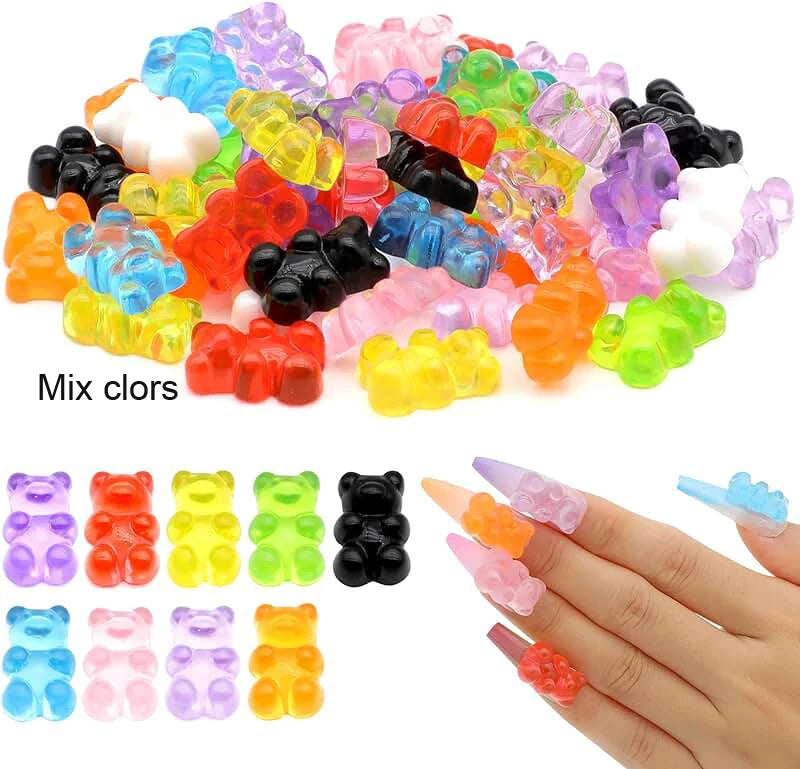 50Pcs Gummy Bear Rhinestone Nail Art Charms – Jelly Bear Decorations - Image 6