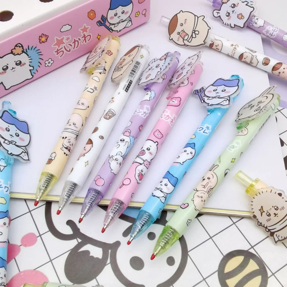 6Pcs/Set Kawaii Chiikawa Press Gel Pens – Cute Writing Tools - Image 4